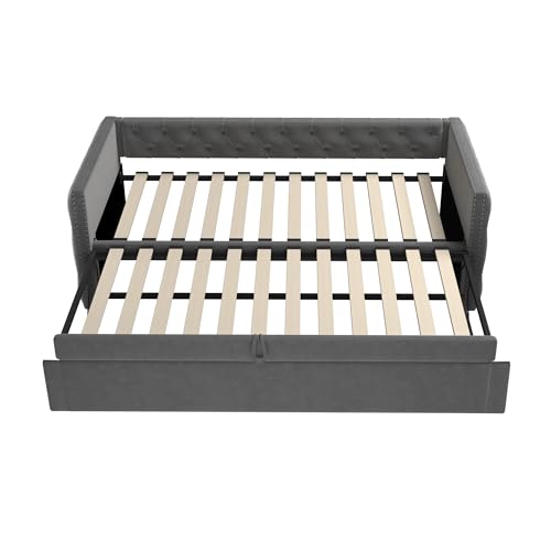 SogesPower Modernes 90x200 cm Schlafsofa, Multifunktionales Design als Tagesbett & Sofa, Atmungsaktiver Samtbezug, Mit hochwertigem Lattenrost SogesPower Modernes 90x200 cm Schlafsofa, Multifunktionales Design als Tagesbett & Sofa, Atmungsaktiver Samtbezug, Mit hochwertigem Lattenrost von SogesPower