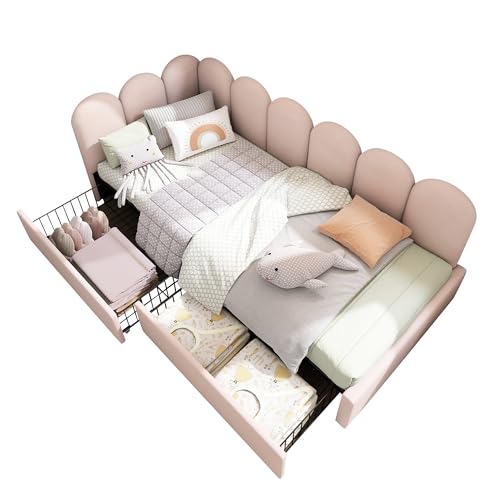 SogesPower Sofa-Tagesbett Samt 90x200 cm mit Stauraum-Schubladen - Austauschbare Module, Anti-Rutsch-System und werkzeugfreier Aufbau, ohne Matratze von SogesPower