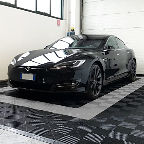 SOGI Fliesen-Set PAV-03-GR aus PP für Werkstattboden, Garage – 40 x 40 cm – 1 qm – 10 qm – 50 qm – 100 qm – Farbe grau (1 qm = 6 Fliesen) von Sogi