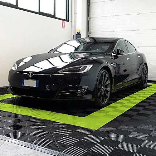 SOGI Fliesen-Set PAV-03-LM aus PP für Werkstattboden, Garage – 1 qm – 10 qm – 50 qm – 100 qm – Farbe Limette (1 qm = 6 Fliesen) von Sogi