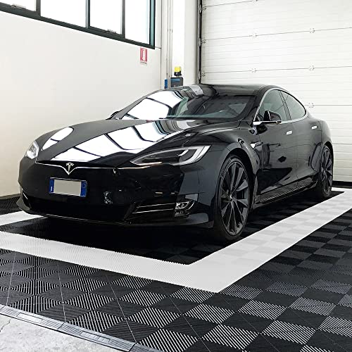 SOGI PAV-03-BI Set PP Bodenfliesen für Werkstattboden, Garage - 40 x 40 cm - 1 qm - 10 qm - 50 qm - 100 qm - weiß (1 m² = 6 Fliesen) von Sogi