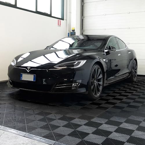 SOGI PAV-03-NE Set PP Bodenfliesen für Werkstatt Garage - 40x40cm - 1qm - 10qm - 50qm - 100qm - Schwarz (40x40cm = 1 Fliese) von Sogi