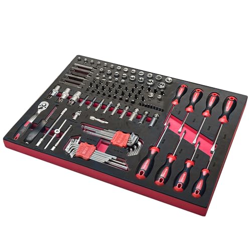 Sogi TER-08 Sortiment mit 118 Werkzeugen – Steckschlüssel – Einsätze – Schraubendreher – Ratsche – Inbusschlüssel – verschiedene Größen von Sogi