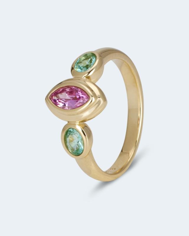 Ring mit Saphir und Paraibaturmalin von Sogni d'oro