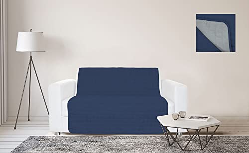 Italian Bed Linen Art-WT-BLU SCU/Grigio CHI-175X190 Sofabezug wasserdicht, Mikrofaser, Dunkelblau/Hellgrau, 175 x 190 cm von Italian Bed Linen