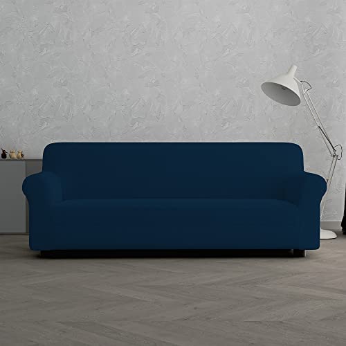 Italian Bed Linen “ Iris” elastische Couchüberzüge, Textil, Dunkel Blau, 3 Plätze von Italian Bed Linen