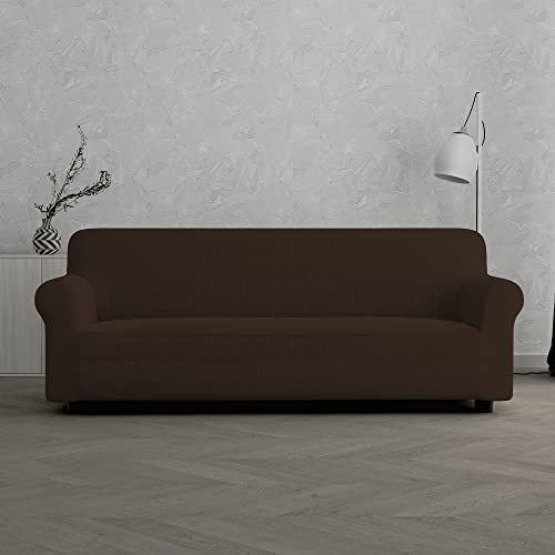 Sogni e capricci Leslie elastische Couchüberzüge, Braun, 3 Plätze von Italian Bed Linen