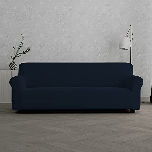 Sogni e capricci Leslie elastische Couchüberzüge, Dunkel Blau, 3 Plätze von Italian Bed Linen