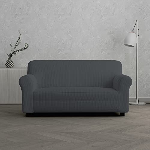 Sogni e capricci Leslie elastische Couchüberzüge, Dunkelgrau, 2 Plätze von Italian Bed Linen