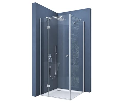 doporro Eck-Duschkabine Eckdusche Rav05K 80x100x190cm Duschabtrennung ESG-Sicherheitsglas Klarglas inkl. Easy-Clean-Beschichtung von doporro