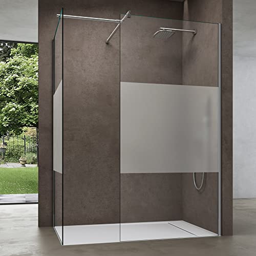 Sogood Luxus Duschwand Duschabtrennung Bremen1MS 80x80 Walk-In Dusche aus 2 festen Glaselementen mit Stabilisator aus Echtglas 8mm ESG-Sicherheitsglas Klarglas inkl. Nanobeschichtung von doporro