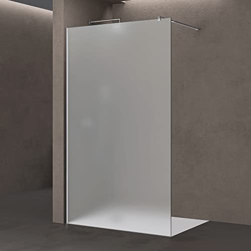 Sogood Luxus Duschwand Duschabtrennung Bremen1VS 100x200 Walk-In Dusche mit Stabilisator aus Echtglas 8mm ESG-Sicherheitsglas Milchglas inkl. Nanobeschichtung von Sogood