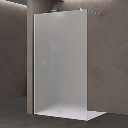 Sogood Luxus Duschwand Duschabtrennung Bremen1VS 140x200 Walk-In Dusche mit Stabilisator aus Echtglas 8mm ESG-Sicherheitsglas Milchglas inkl. Nanobeschichtung von doporro