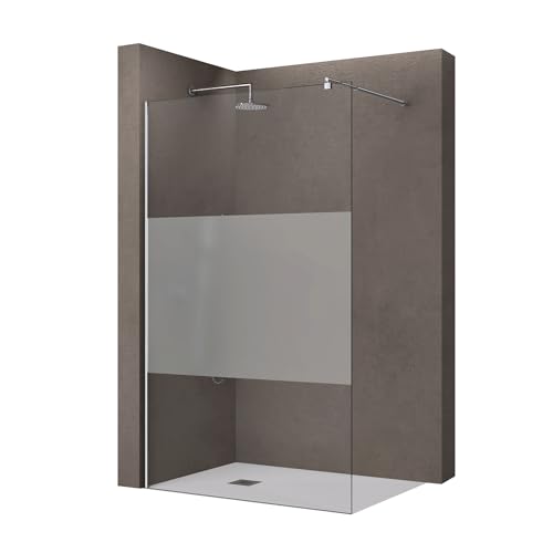 doporro Luxus Duschwand Duschabtrennung Bremen2MS 110x200 Walk-In Dusche mit Stabilisator aus Echtglas 10mm ESG-Sicherheitsglas Klarglas inkl. Nanobeschichtung von doporro