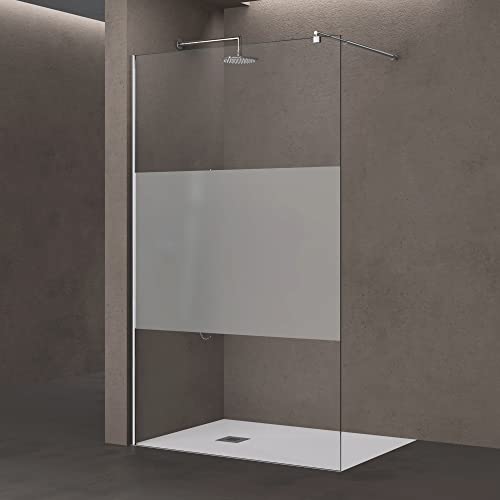 doporro Luxus Duschwand Duschabtrennung Bremen2MS 140x200 Walk-In Dusche mit Stabilisator aus Echtglas 10mm ESG-Sicherheitsglas Klarglas inkl. Nanobeschichtung von doporro