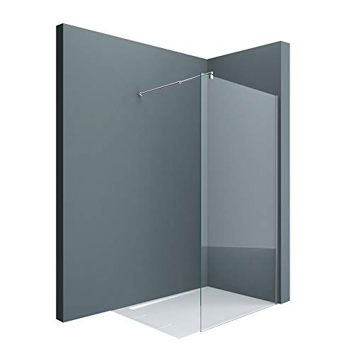 doporro Luxus Duschwand Duschabtrennung Bremen2K 140x200 Walk-In Dusche mit Stabilisator aus Echtglas 10mm ESG-Sicherheitsglas Klarglas inkl. Nanobeschichtung von sogood