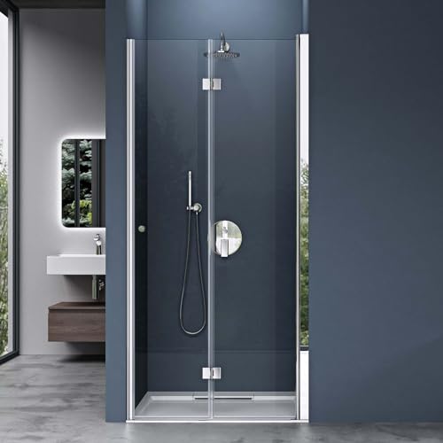 doporro Nischentür Nischenfalttür Ravenna26 70x190cm Falttür für Nische ESG-Sicherheitsglas Klarglas inkl. beidseitiger Easy-Clean-Beschichtung von doporro