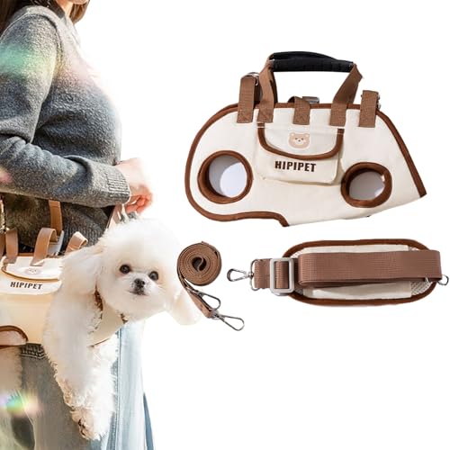 2-in-1-Hundetrage-Rucksack-Schlinge – umwandelbares Crossbody-Freisprech-Haustiertragegeschirr mit Leinenclip(White,M) von Sohodoo