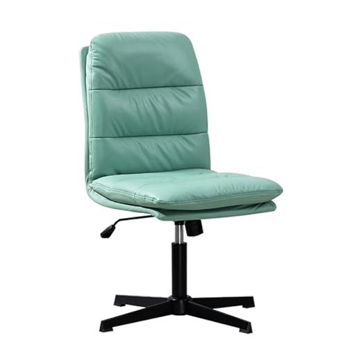 Armloser Bürostuhl ohne Räder, armloser Criss-Cross-Stuhl, Leder-Schminkstuhl mit gekreuzten Beinen, drehbarer, höhenverstellbarer Stuhl for das Heimbüro (Color : Blue) von Sohodoo
