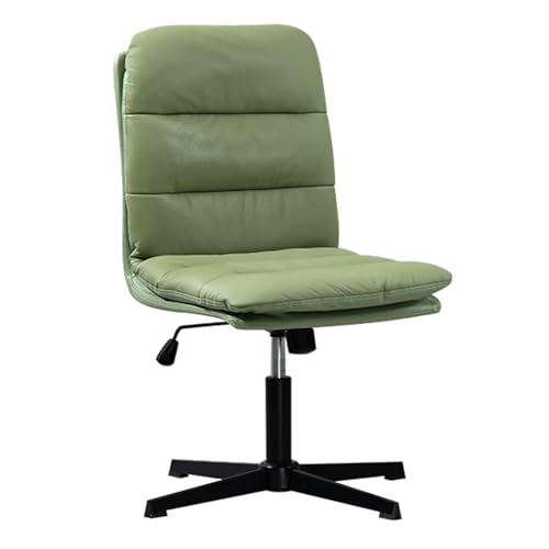 Armloser Bürostuhl ohne Räder, armloser Criss-Cross-Stuhl, Leder-Schminkstuhl mit gekreuzten Beinen, drehbarer, höhenverstellbarer Stuhl for das Heimbüro (Color : Green) von Sohodoo