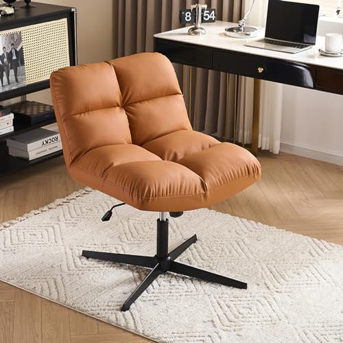 Criss-Cross-Stuhl – breiter armloser Schreibtischstuhl ohne Rollen, Bürostuhl mit gekreuzten Beinen, verstellbarer, moderner, um 360° drehbarer Waschtisch, um 135° schaukelnder, ergonomischer Computer von Sohodoo