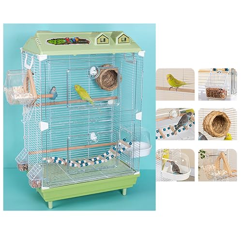 Dekorativer transparenter Vogelkäfig mit dreiwandigem Netz – Doppellagiges Design, leicht zu wartende Ablage und stabiles Design(Green) von Sohodoo