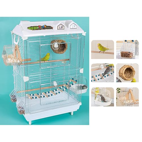 Dekorativer transparenter Vogelkäfig mit dreiwandigem Netz – Doppellagiges Design, leicht zu wartende Ablage und stabiles Design(White) von Sohodoo