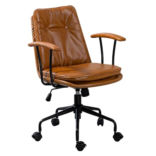 Ergonomischer Bürostuhl, Bürostuhl mit hoher Rückenlehne, Armlehnen und Rollen, 360° drehbarer Computerstuhl, höhenverstellbarer Schminktisch for Büro, Lese- und Besprechungsraum ( Color : Brown ) von Sohodoo