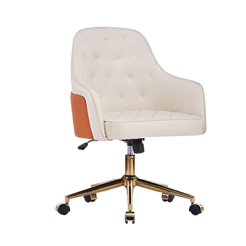 Home-Office-Stuhl der ersten Schicht aus Rindsleder mit goldenem Gestell, bequemer, moderner, süßer Schreibtischstuhl, verstellbarer Dreh-Arbeitsstuhl for Wohnzimmer, Schlafzimmer, Waschtisch, Arbeits von Sohodoo