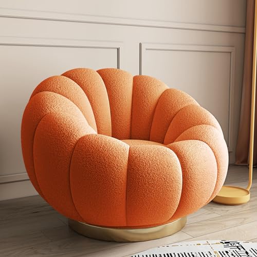 Lamm-Fleece-Lazy-Sofa-Kürbis-Stuhl, Heim-Wohnzimmer-Schlafzimmer-Kürbis-Liegestuhl, einzelner Sofa-Stuhl mit erhöhter Metallbasis (Color : Orange) von Sohodoo