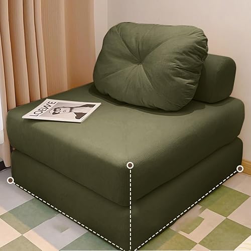Lazy Couch Schlafsofa, Futon, modulares Stoffsofa, Schwammfüllung, Einzelmatratze for Wohnzimmer (Color : Green, Size : 100cm) von Sohodoo