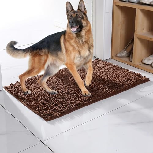Schmutzfangmatte, Hundeteppich for schlammige Pfoten, extrem saugfähige Hunde-Fußmatte, nasse Pfoten und Schuhe, Hunde-Fußmatte for den Eingangsbereich und den Innenbereich (Color : Brown, Size : 50 von Sohodoo