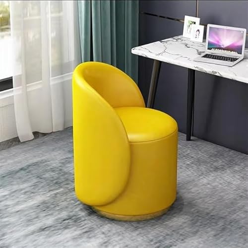 Sohodoo 360° drehbare, gepolsterte Esszimmerstühle in Fassform, Drehlounge mit Akzentfass und Metallfuß und Lederbezug, Schminkstuhl mit Rückenlehnendesign for Schminkraum und Wohnzimmer(B) von Sohodoo