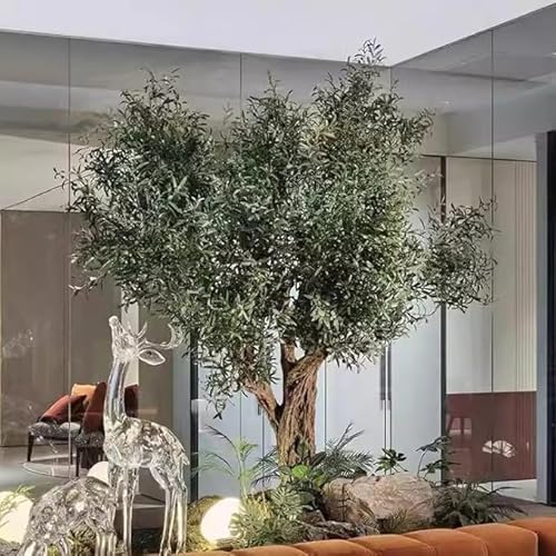 Sohodoo Hohe Topfpflanze aus künstlichem Olivenbaum, pflegeleichter Kunstbaum for drinnen und draußen, Terrasse und Eingangsbereich(2.5mx2m) von Sohodoo