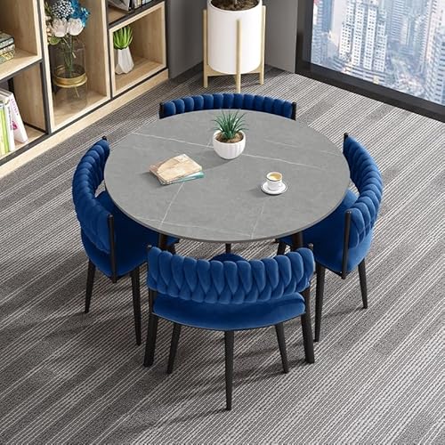 Sohodoo Kleines rundes Esstisch-Set for 4 Personen, platzsparende Küchenmöbel mit 4 Stühlen, Naturholz-Finish(A) von Sohodoo