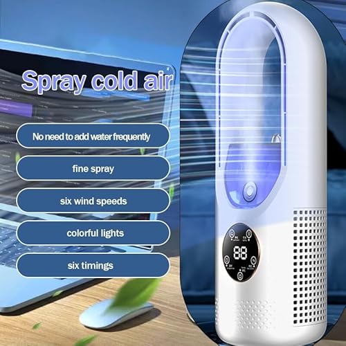 Sohodoo Kompakter Verdunstungsluftkühler: Persönliche tragbare Klimaanlage mit Timer und LED-Licht for Innenräume(Blue) von Sohodoo