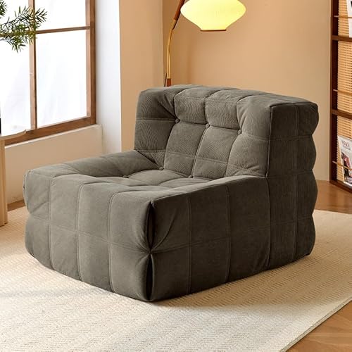 Sohodoo Rahmenloser Bodensofa-Sessel, leichtes Einzel-Lazy-Sofa mit ergonomischer Rückenstütze, leicht zu bewegen und zu reinigen(White) von Sohodoo