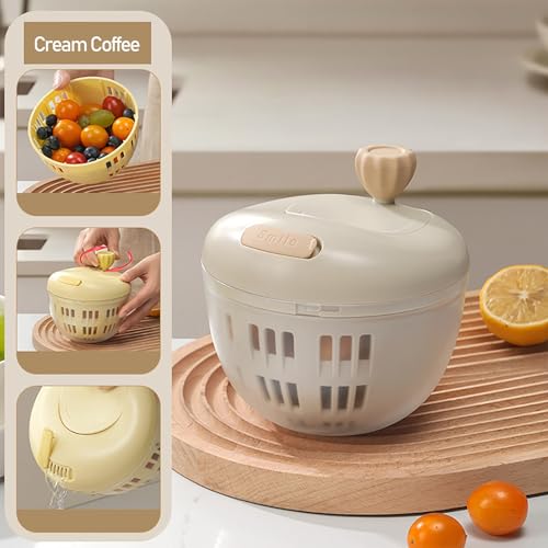Sohodoo Salatschleuder – Effizienter Trockner for Blattgemüse und Gemüsewascher – Essenszubereitung im Freien(Cream White) von Sohodoo