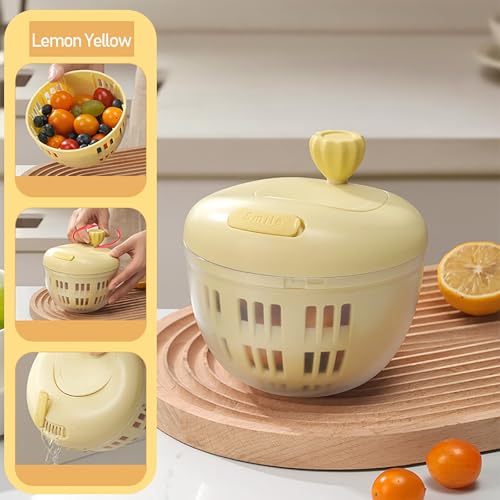 Sohodoo Salatschleuder – Effizienter Trockner for Blattgemüse und Gemüsewascher – Essenszubereitung im Freien(Lemon Yellow) von Sohodoo