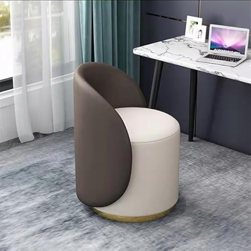 Sohodoo Schminkhocker mit Rückenlehne, Moderne gepolsterte Esszimmerstühle mit runder Rückenlehne, 360° drehbarer Schminkstuhlhocker mit Lederbezug for das Esszimmer(A) von Sohodoo