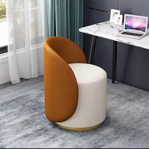 Sohodoo Schminkhocker mit Rückenlehne, Moderne gepolsterte Esszimmerstühle mit runder Rückenlehne, 360° drehbarer Schminkstuhlhocker mit Lederbezug for das Esszimmer(B) von Sohodoo