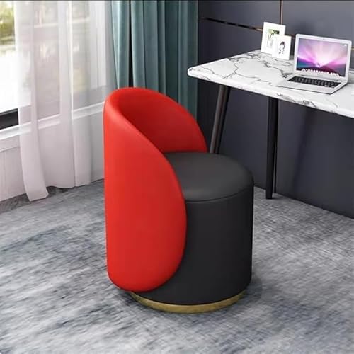 Sohodoo Schminkhocker mit Rückenlehne, Moderne gepolsterte Esszimmerstühle mit runder Rückenlehne, 360° drehbarer Schminkstuhlhocker mit Lederbezug for das Esszimmer(C) von Sohodoo