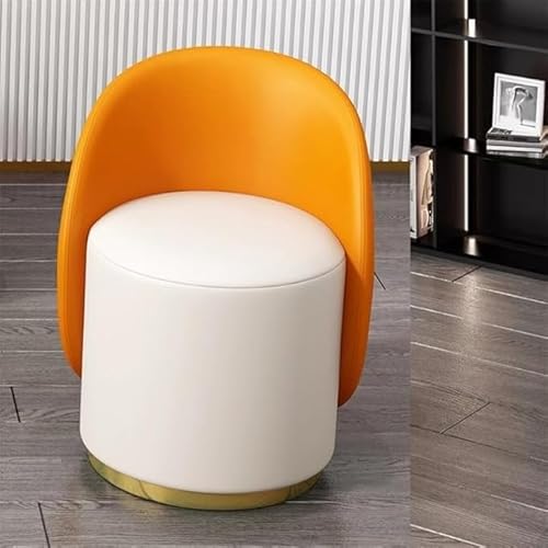 Sohodoo Schminkhocker mit Rückenlehne, Moderne gepolsterte Esszimmerstühle mit runder Rückenlehne, 360° drehbarer Schminkstuhlhocker mit Lederbezug for das Esszimmer(D) von Sohodoo