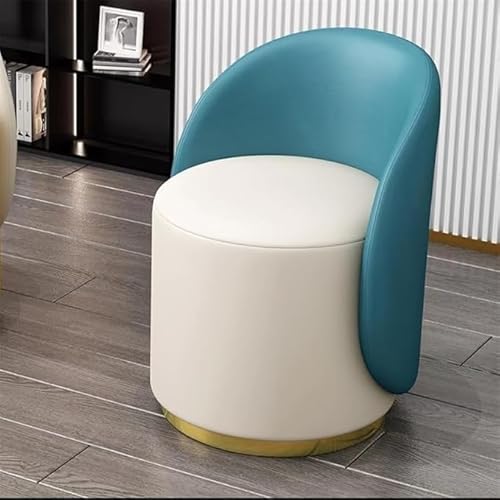 Sohodoo Schminkhocker mit Rückenlehne, Moderne gepolsterte Esszimmerstühle mit runder Rückenlehne, 360° drehbarer Schminkstuhlhocker mit Lederbezug for das Esszimmer(E) von Sohodoo