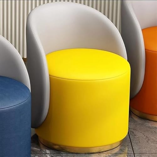 Sohodoo Schminkhocker mit Rückenlehne, Moderne gepolsterte Esszimmerstühle mit runder Rückenlehne, 360° drehbarer Schminkstuhlhocker mit Lederbezug for das Esszimmer(F) von Sohodoo