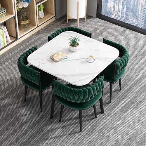 Sohodoo Umweltfreundliches rundes Esstisch-Set for 4 Personen, Dicker Tisch und Stühle aus Massivholz, Kratzfeste, leicht zu reinigende Oberfläche(I) von Sohodoo