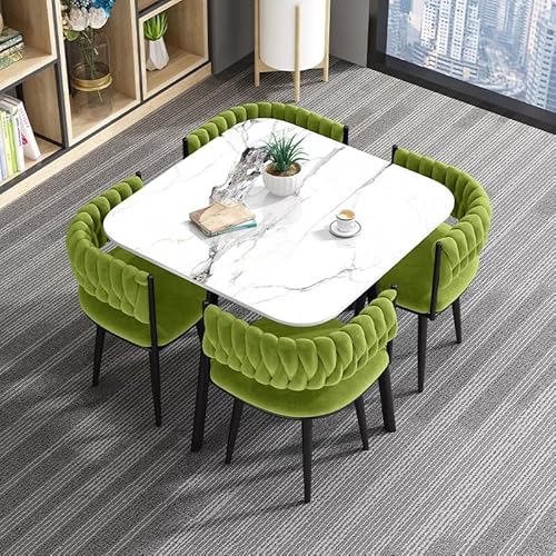 Sohodoo Umweltfreundliches rundes Esstisch-Set for 4 Personen, Dicker Tisch und Stühle aus Massivholz, Kratzfeste, leicht zu reinigende Oberfläche(L) von Sohodoo