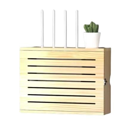 Stanzfreies wandmontiertes Router-Rack, WLAN-Router-Box, Router-Versteck-Aufbewahrungsbox, 2 Ebenen, verstellbare WLAN-Aufbewahrungsbox, Steckdosenleisten-Box, stanzfreier Organizer, Kabel-Versteckbox von Sohodoo