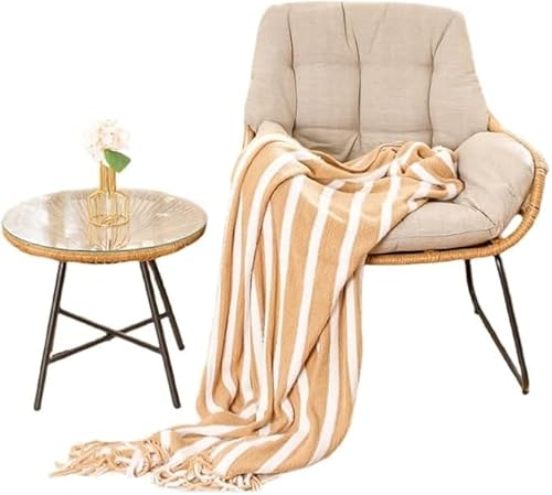 Terrassenmöbel-Set, 3-teilig, kleine Boho-Rattan-Stühle for den Außenbereich, Korbsofa, Garten-Gesprächs-Balkon-Bistro-Sets for Hof, Pool oder Hinterhof(B) von Sohodoo