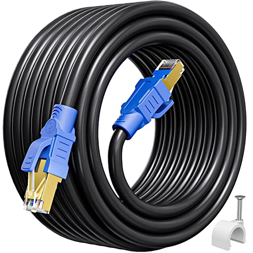 Netzwerkkabel 15 Meter Cat 8, Lan Kabel 15 Meter EthernetKabel Schwarz 40Gbps 2000MHz InternetKabel High Speed Wifi Kabel Gigabit Patchkabel FTP RJ45 Kabel Geschirmt Wlan Kabel für Router Modem von Soibke